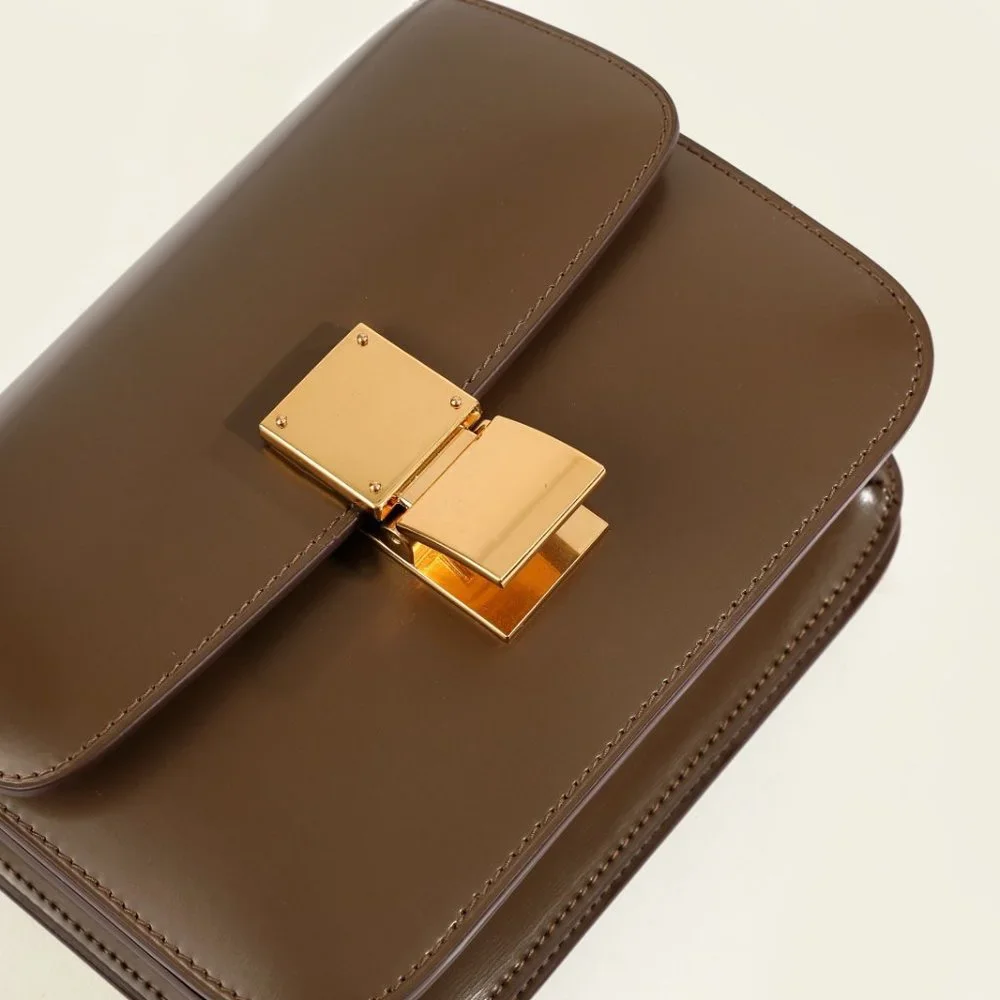Italian Calfskin Leather Bag, Designer Bag, Italian Leather Box Bag - Picture 8 of 9